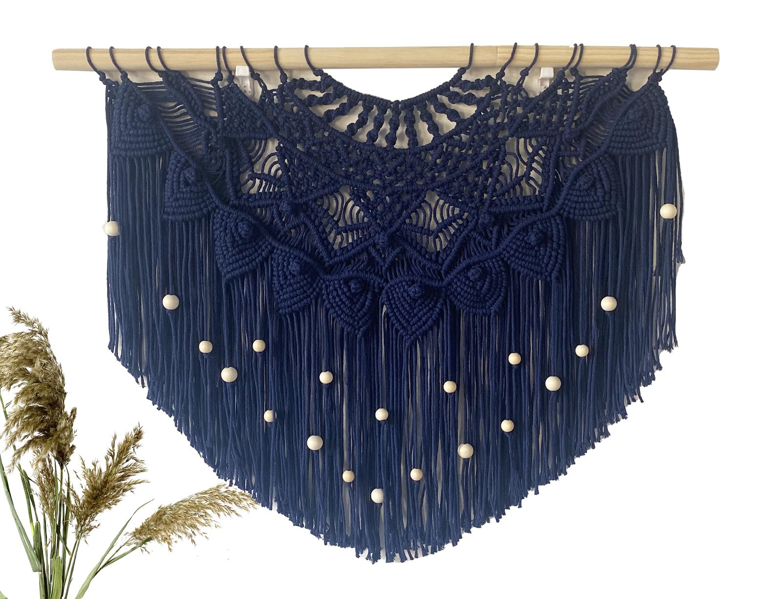 Youngeast Großer Makramee-Wandbehang, Boho-Perlenvorhang für Fenster, Makramee, Schlafzimmer, Kopfteil, Wohnzimmer, Wandkunst, Quaste, Wandteppich, Bohemian, gewebte Wanddekoration, 78,7 cm B x 63,5