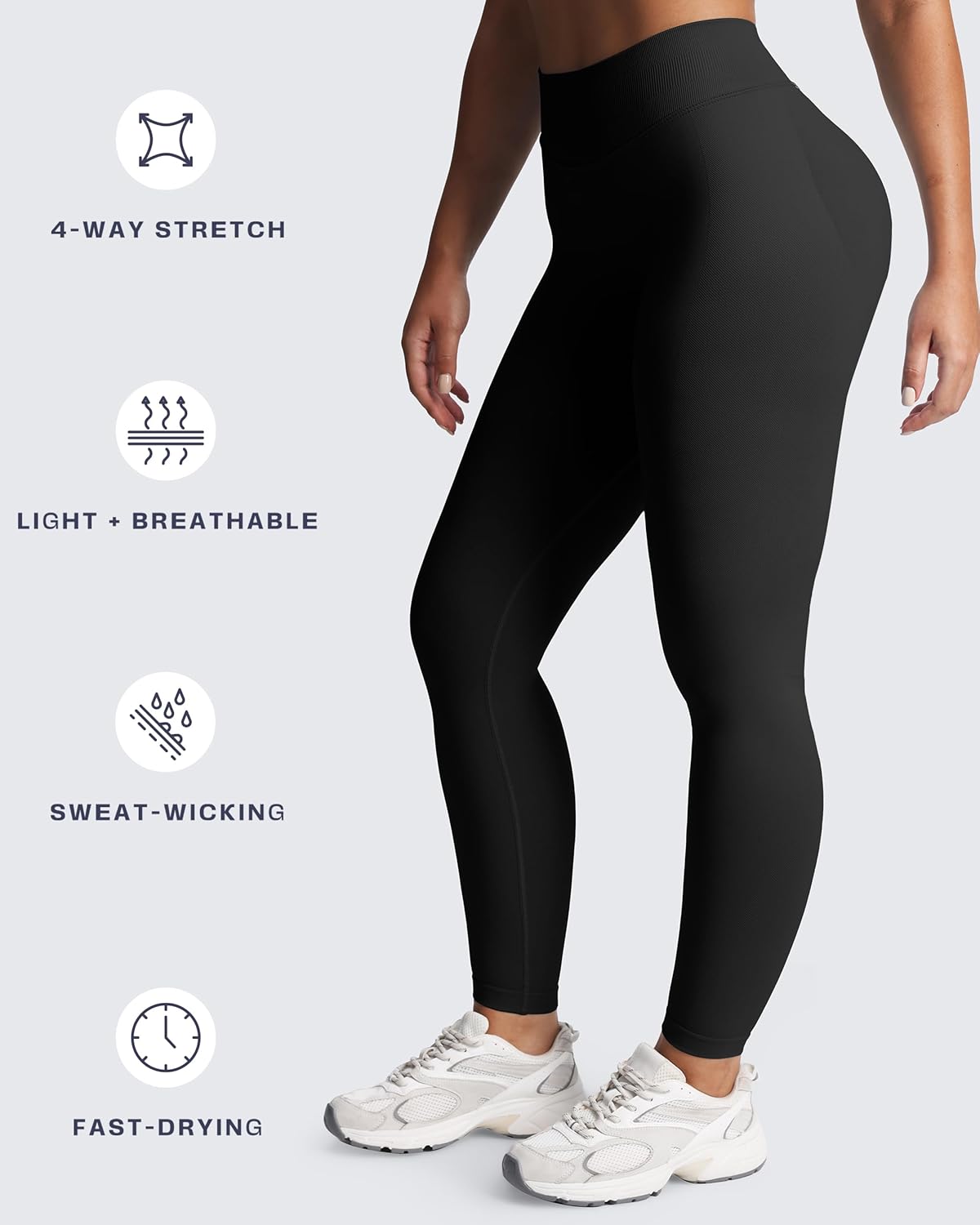 Aoxjox Women's Impact Seamless Workout Leggings Low Waist Hidden Scrunch Butt Lifting Athletic Yoga Pants 24" - Image 4