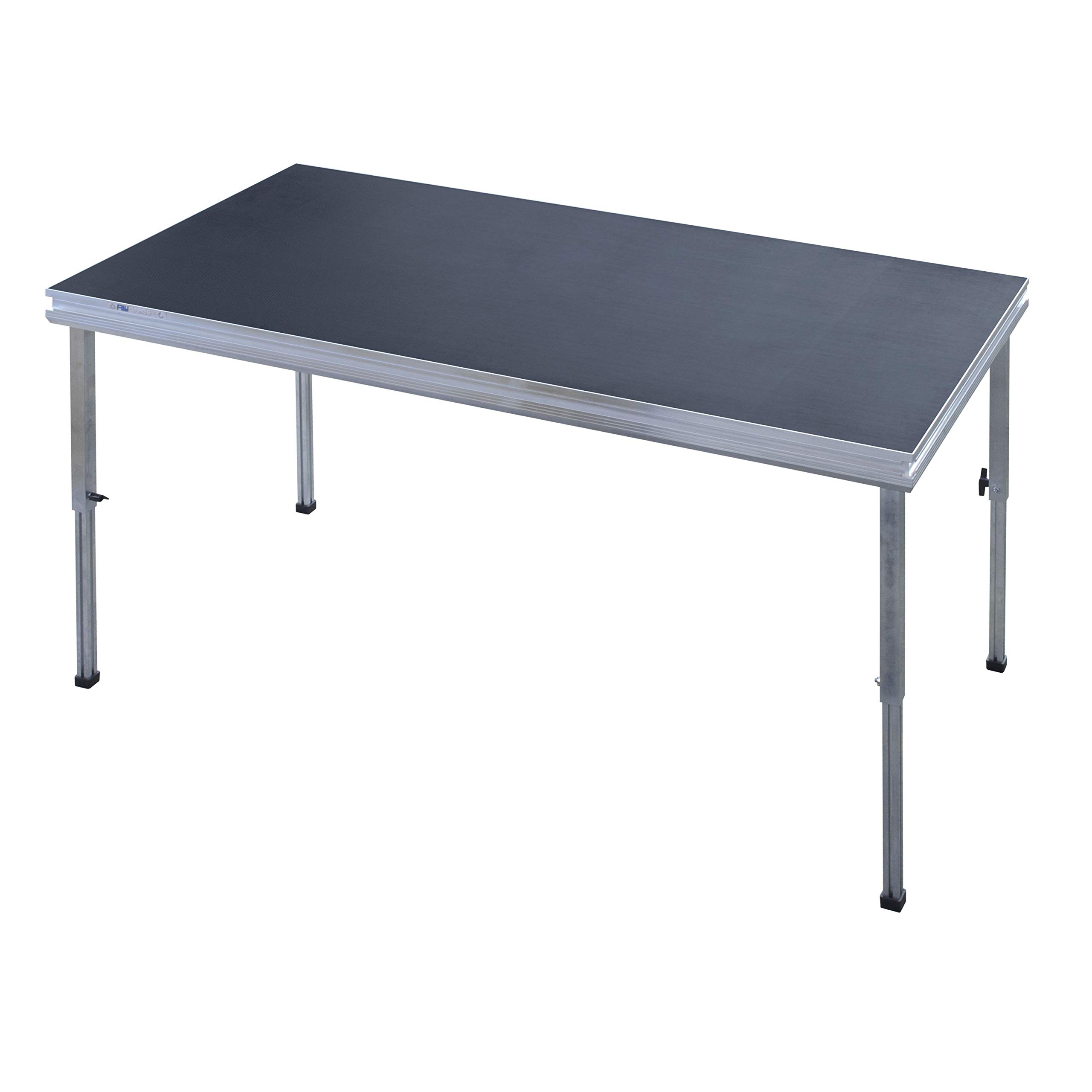ALU-Stage ECO Set: TÜV-geprüftes Bühnenpodest 2x1m, Outdoor geeignet, Variofüße 60-100cm, Tragfähigkeit 500kg/m², inklusive Verbindungsklammer - Professionelle Bühnenelemente für Indoor und