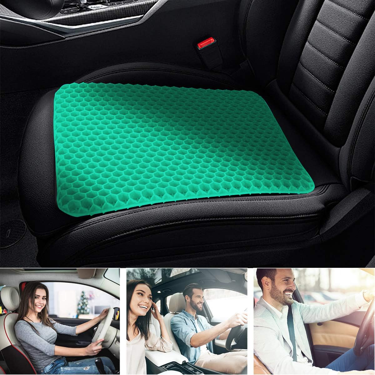 Spring.Rd - Cuscino Per Sedile In Gel, Doppio Spessore, Traspirante, Design A Nido D'ape, Con Rivestimento Lavabile, Sedia A Rotelle, Sollievo Dalla Pressione E Dolore Alla Schiena - Foto 8