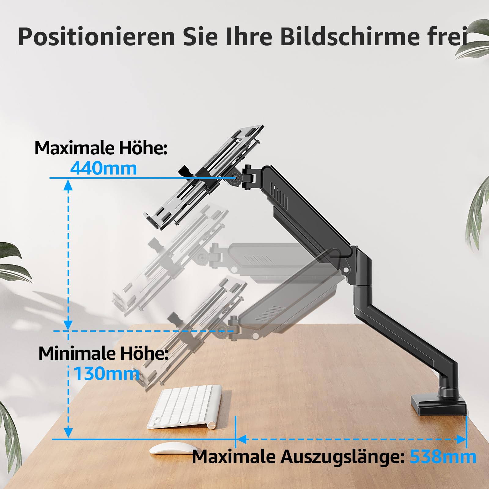 MOUNTUP Monitor Halterung mit Laptopablage, 2 in 1 verstellbare Laptop Armhalterung für 14-17 Zoll-Notebooks und 32 Zoll-Monitore, für bis zu 10 kg, EU3717