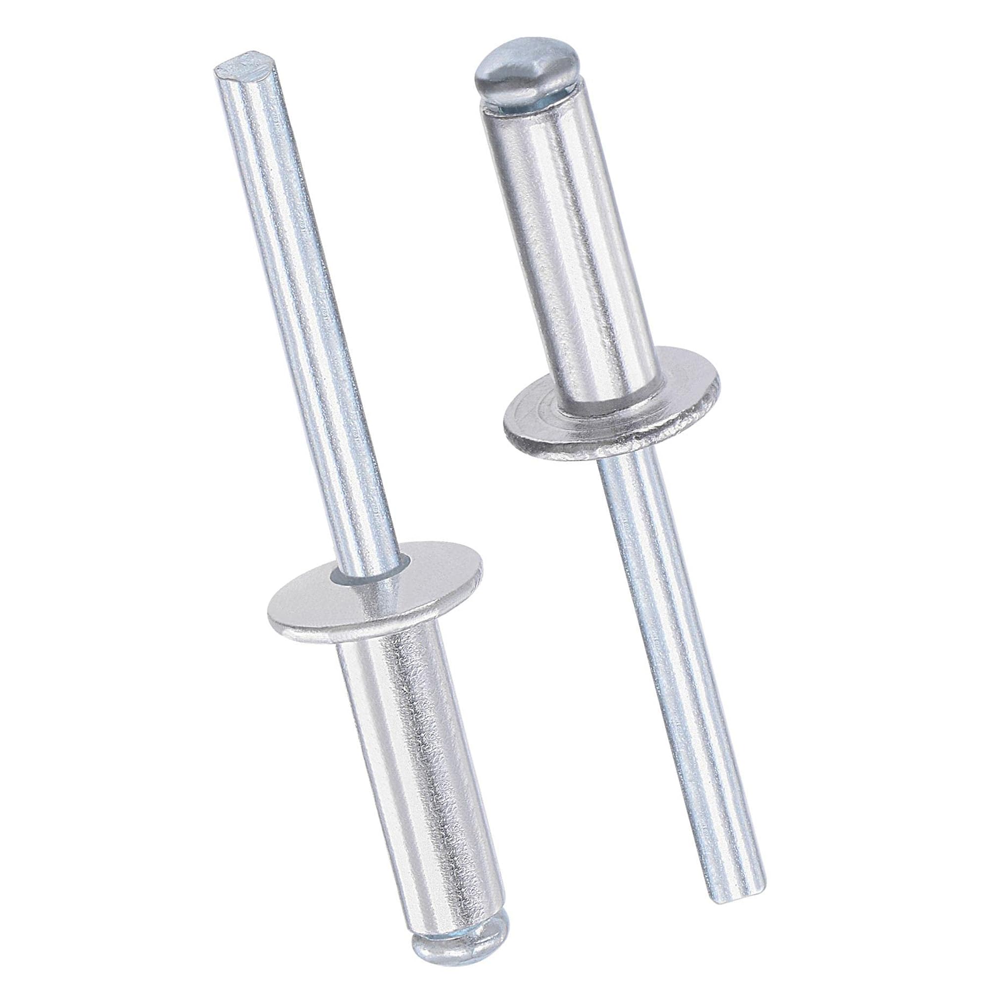 TOP-VIGOR 50 Pcs Aluminium Blind Rivets 6mm x 20mm, Pop Rivets for Metal with Mandrel, Open End Flat Head Rivets for DIY, Furniture & General Fixing
