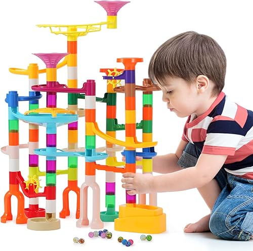 Miniatura 7 de Marble Run, 110 piezas de juego de laberinto de mármol, juguetes de construcción para niños, juego de carreras de pista de mármol, juguetes de