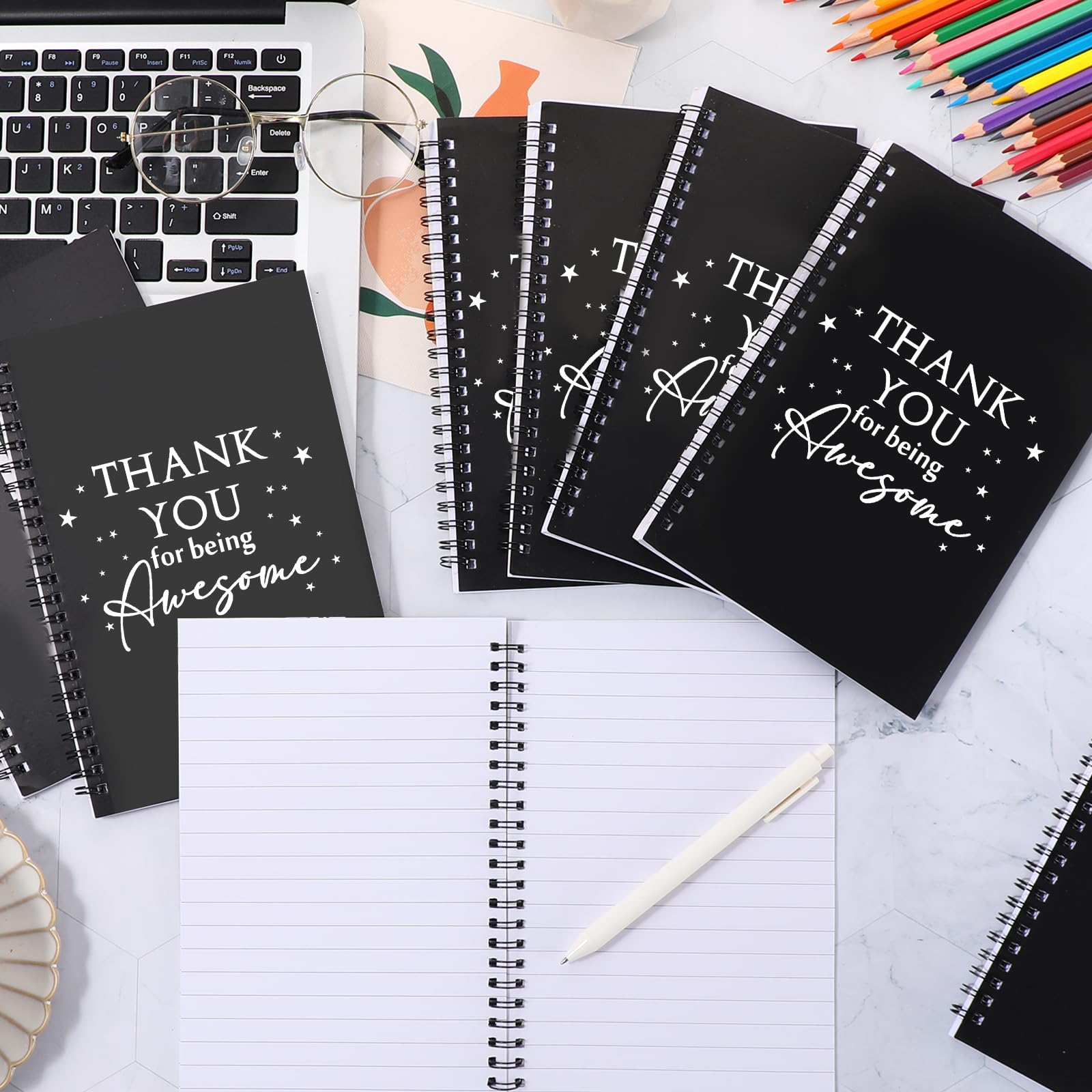 Yeaqee 20 Stück Dankeschön-Geschenke, Mitarbeiter-Wertschätzungsgeschenke, inspirierendes Spiralnotizbuch/Tagebuch für Damen und Herren, Büro, Schule, Kollegen, Lehrer, Freiwillige