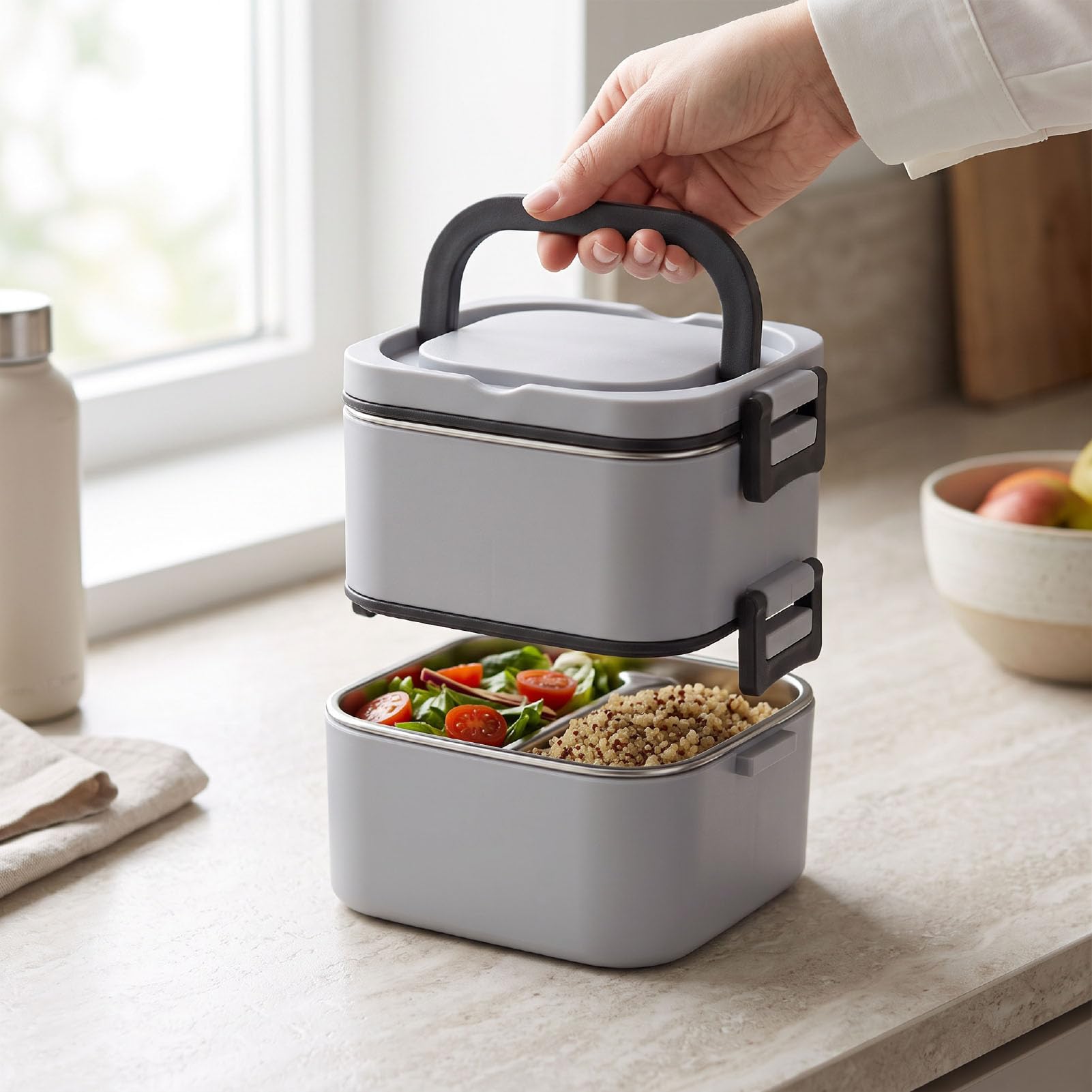 Naroote Portapranzo Coibentato a 2 Strati da 1400 Ml con Borsa Termica