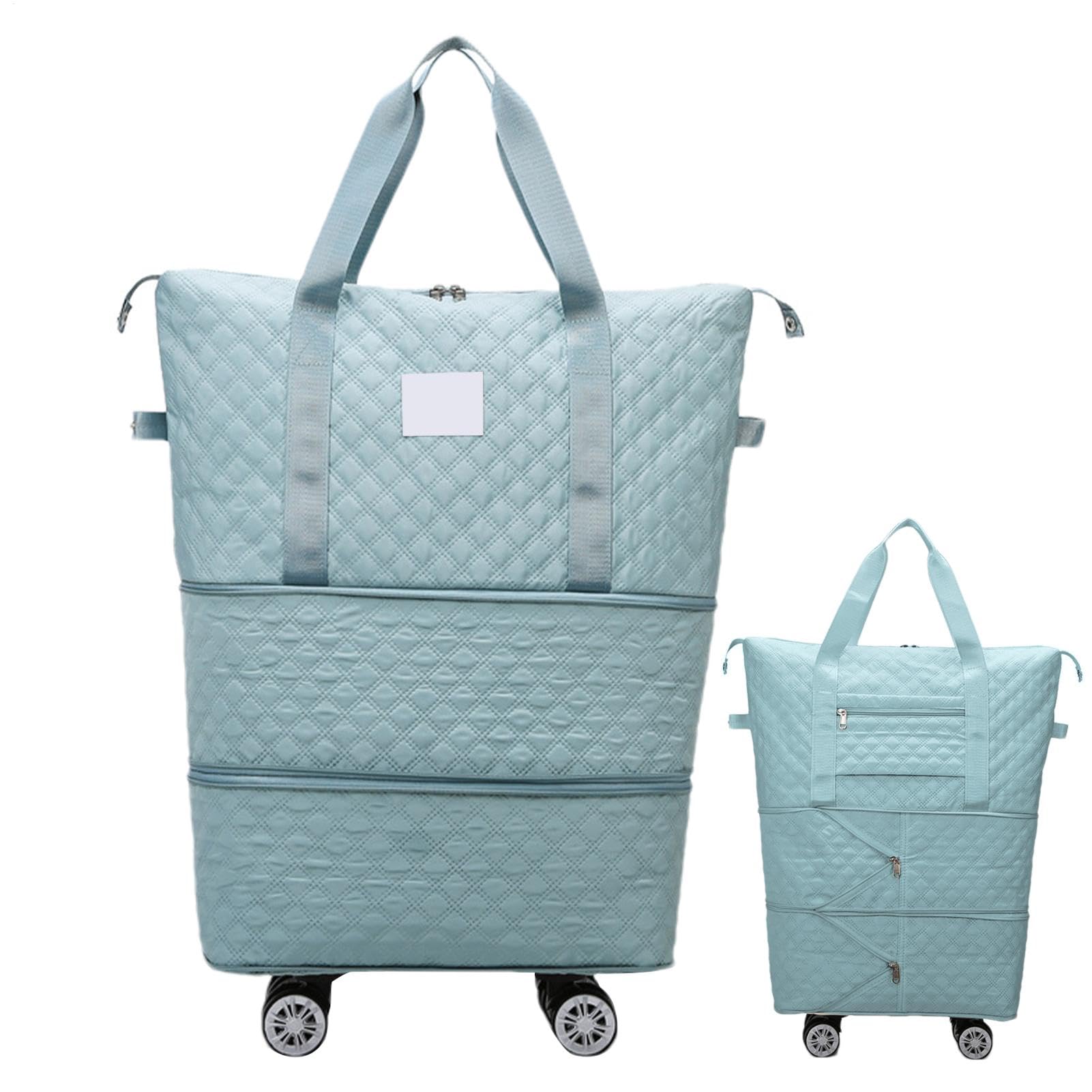 Bolsa de viaje plegable con rueda, Bolsa de equipaje plegable con rueda, Equipaje de mano expandible, maleta con bolsa de lona de gran capacidad | Marca