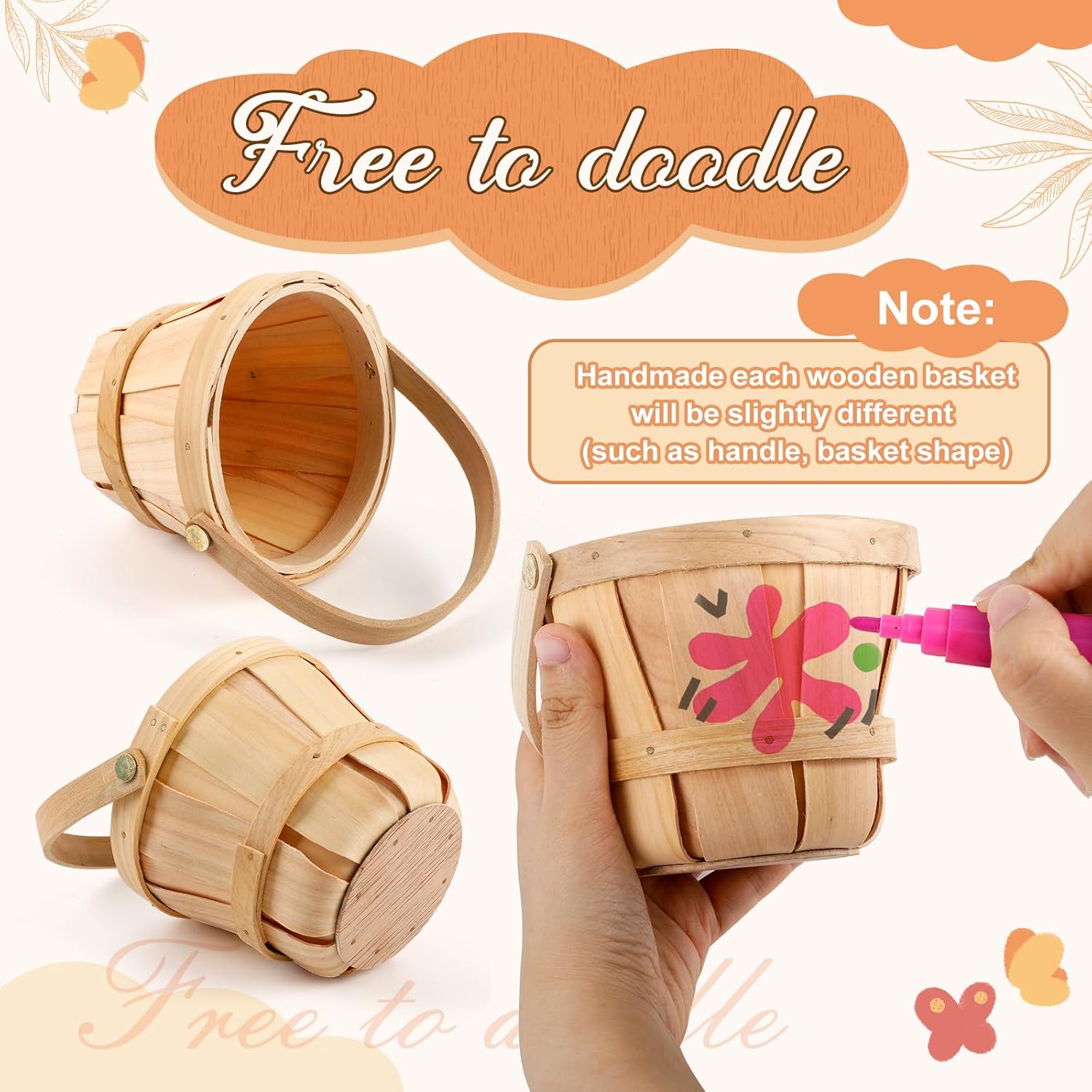 10 Pack Mini Handwoven Wooden Apple Baskets - 5.12 Inch Natural Rustic Fruit Picking Baskets, DIY Craft Bulk for Party Decor, Easter Egg Hunt, Wedding Centerpiece, Farmhouse Display
