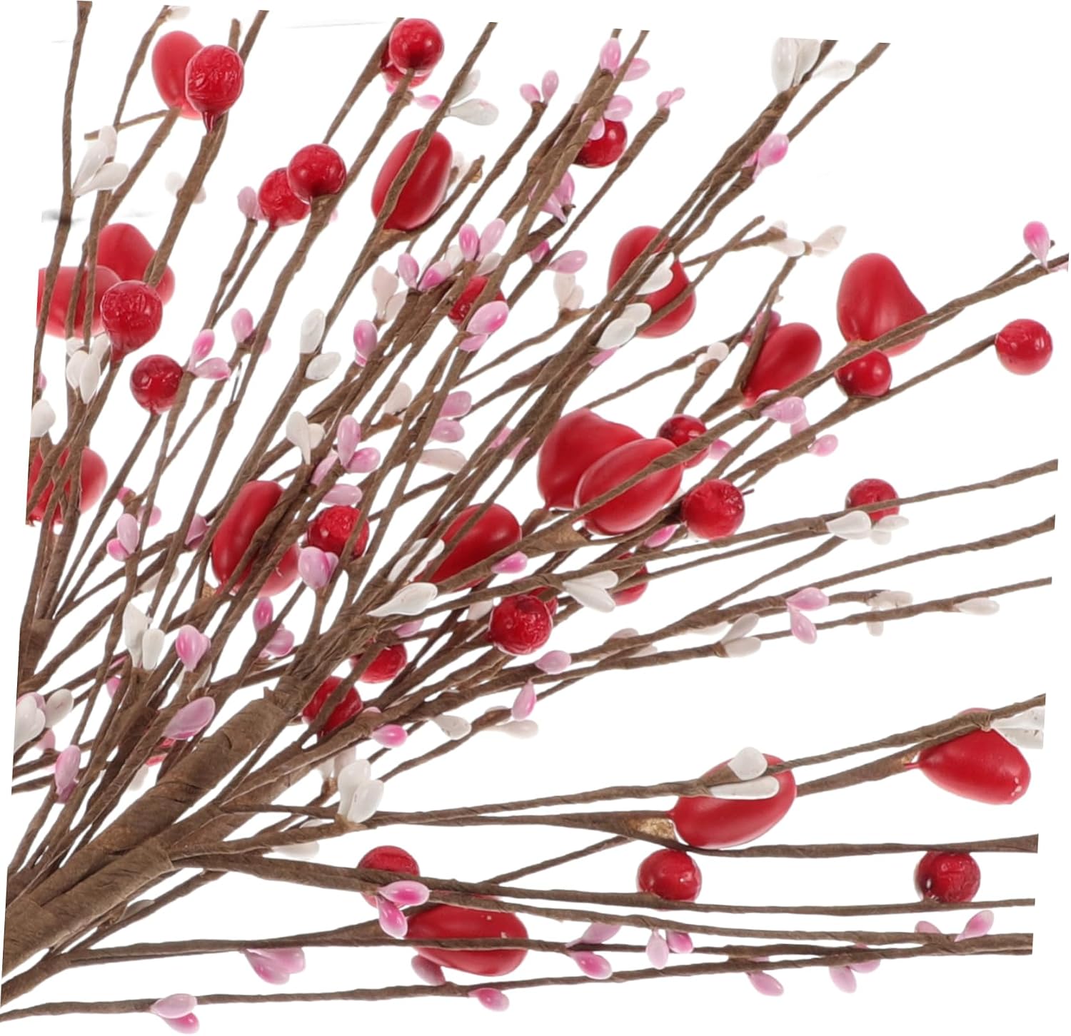 PRETYZOOM 3pcs Berry Stems Floral Picks for Valentine Day Decor Heart Shaped Picks for Wedding Party and Wreath Arrangements Easy Setup and Maintenance