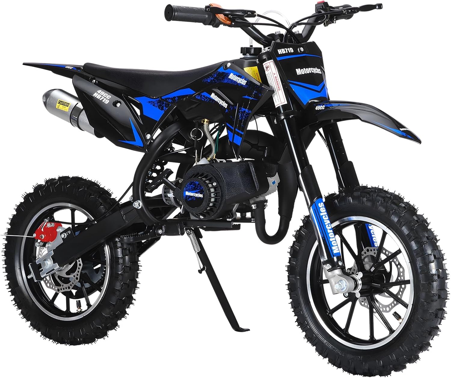 Washranp 49cc Kids Dirt Bike Gas 2-Stroke Off-Road Pit Bike, 25 MPH, 10" Tires, Disc Brakes, Hydraulic Shocks, 330 lbs Capacity - Blue