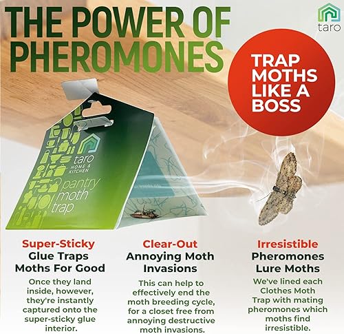 Miniatura 4 de Taro - Paquete de 6 trampas para polillas de despensa de máxima resistencia, mata polillas de despensa, trampas para polillas para despensa de casa,