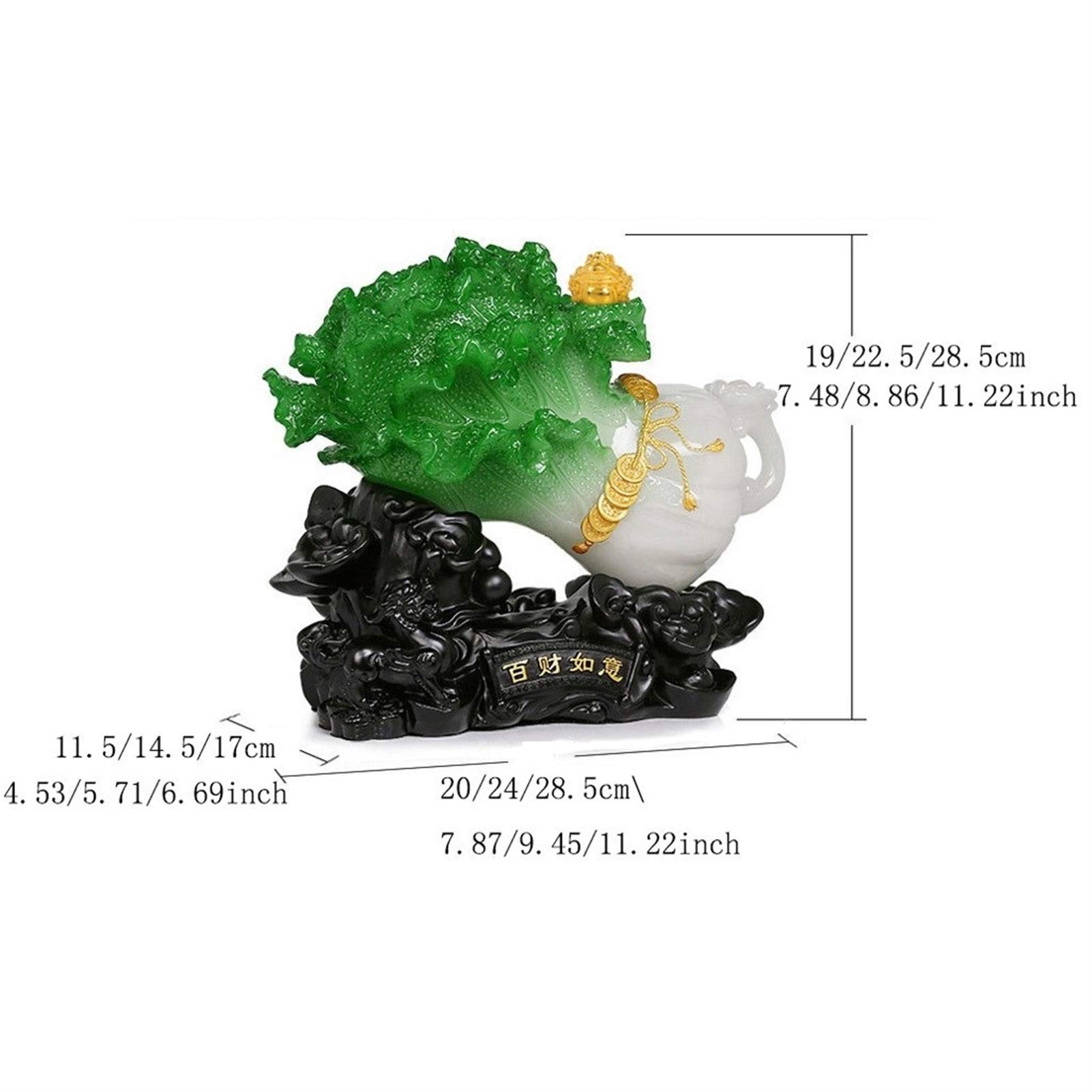 Statua Feng Shui, Statua Feng Shui Bai Choi/Pok Choi per ricchezza fortuna Artigianato Feng Shui Mobile TV Razione domestica Regalo di apertura Regalo di benedizione