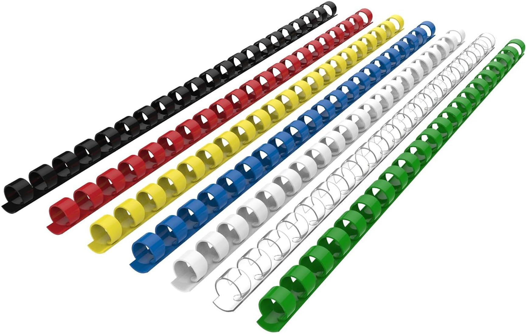 RAYSON Canutillos encuadernar de Plástico, 21 Anillas, Capacidad de Encuadernación de 55 hojas, 10 mm, Multicolor, A4, paqute de 100