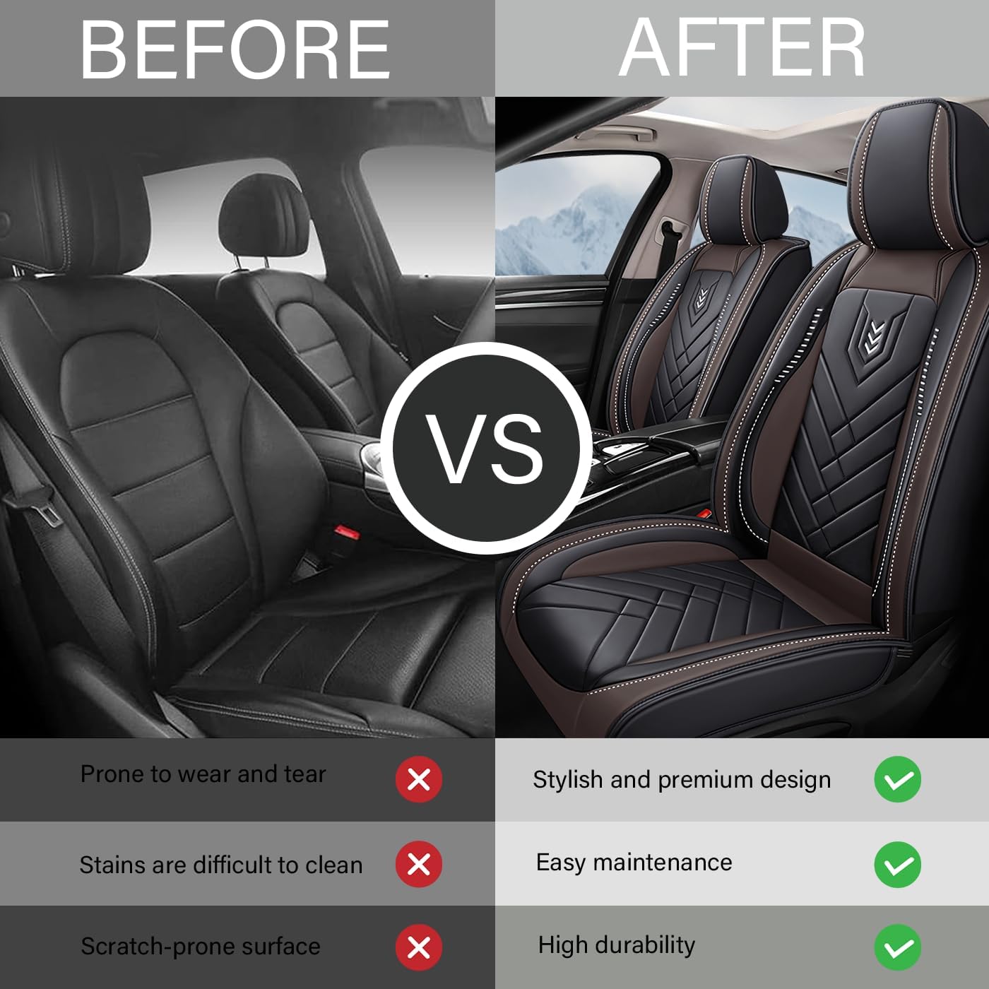 Car Seat Covers for Jeep Gladiator 2020-2025 | Car Seat Covers Front Seats | Seat Cover Easy to Install (Front Seat, Black Coffee)
