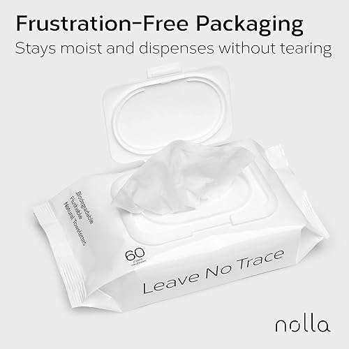Miniatura 5 de Nolla Toallitas desechables  100% a base de plantas y biodegradables  Suave, sin perfume + calmante aloe y vitamina E  para adultos y niños 180