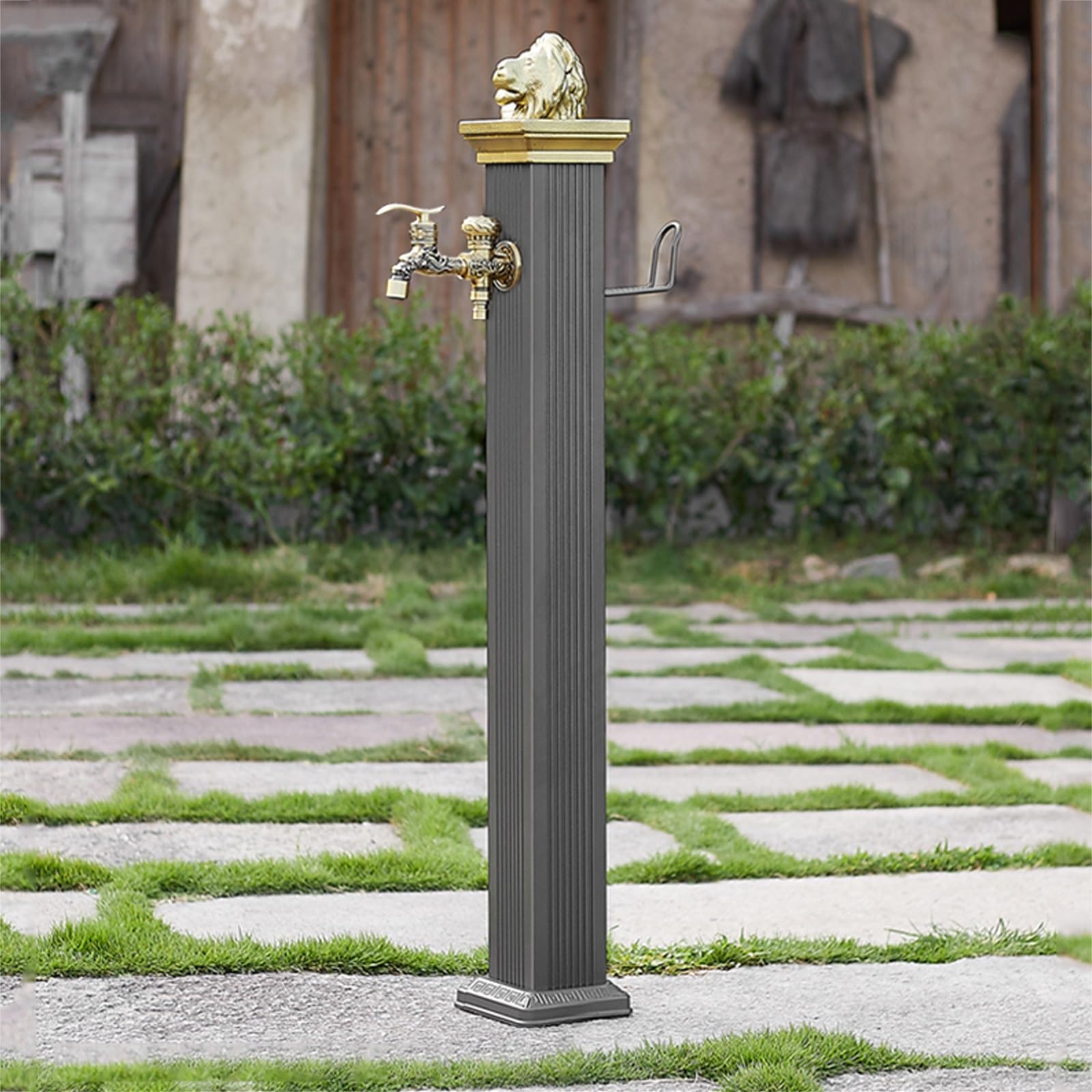XBTGS Freestanding Garden Water Column with Copper Tap, 44 Inch Hose Holder, Winter Resistant Water Tap for Efficient Irrigation, 112 cm (44 in)
