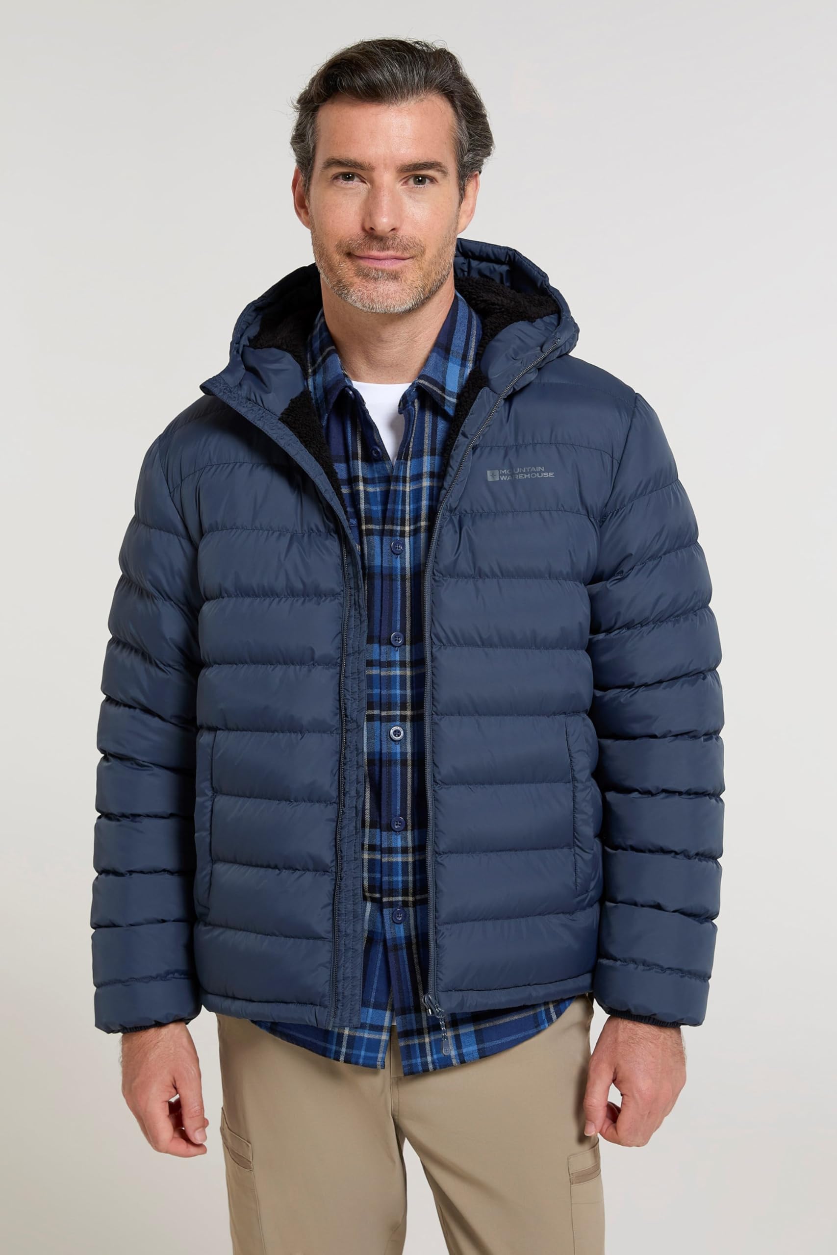 Mountain Warehouse Seasons Doudoune synthétique doublée de Fourrure pour Homme - Manteau Chaud et résistant à l'eau avec Poches latérales - pour l'automne, l'hiver