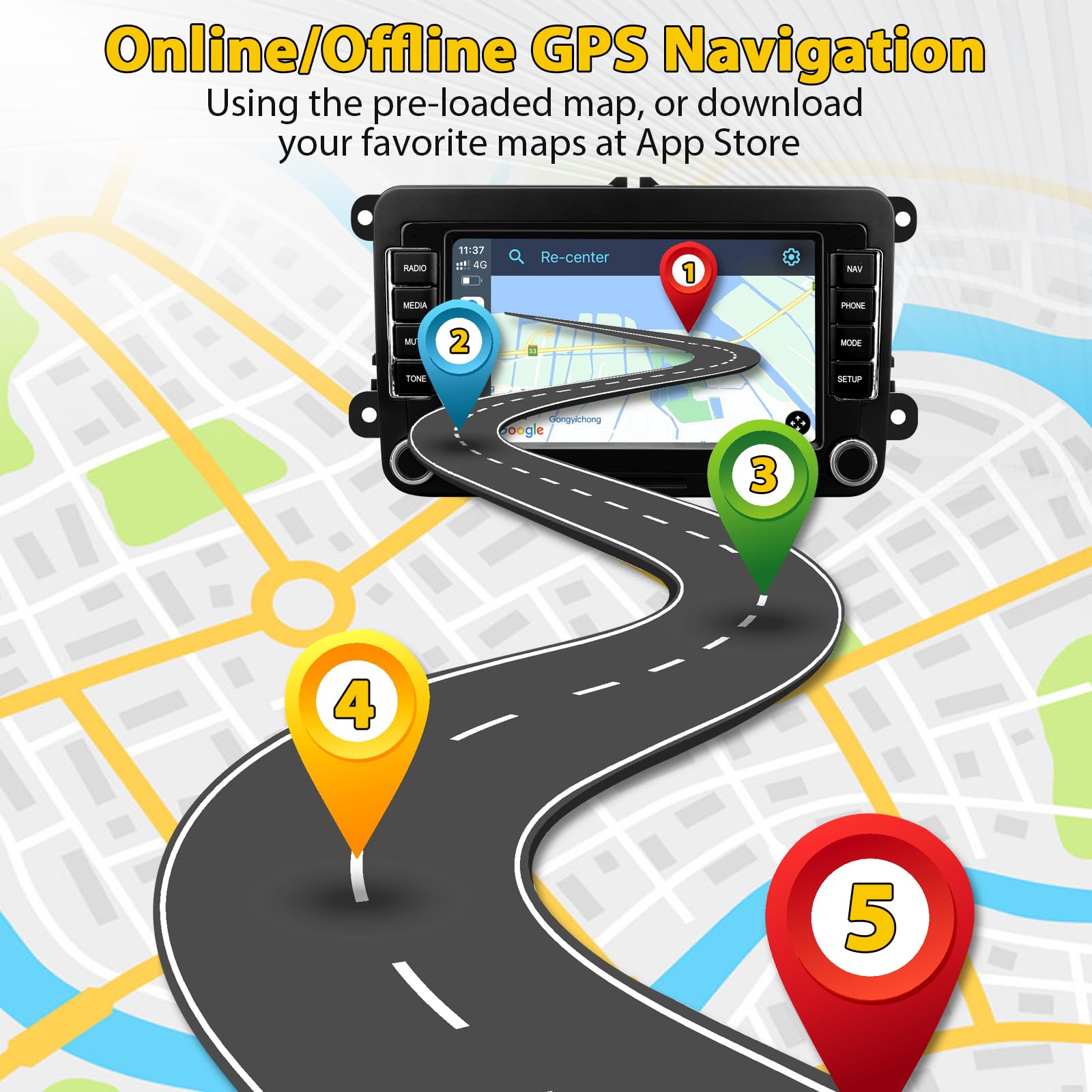 Radio Samochodowe z Bezprzewodowym Carplay Android Auto dla Volkswagen Beetle Tiguan Passat Golf Polo Jetta Seat Skoda, Android 13 7-calowy ekran Dotykowy Jednostka Glówna z GPS WiFi Bluetooth FM