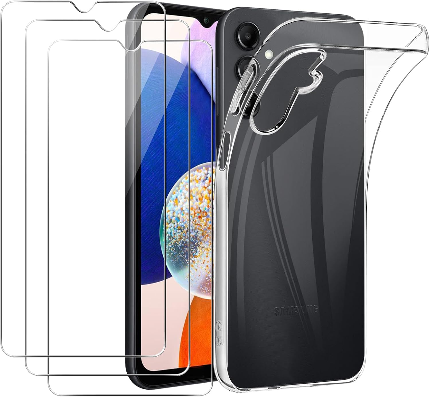 Cover per Realme C55 + 3 Pezzi Pellicola in Vetro Temperato, Custodia