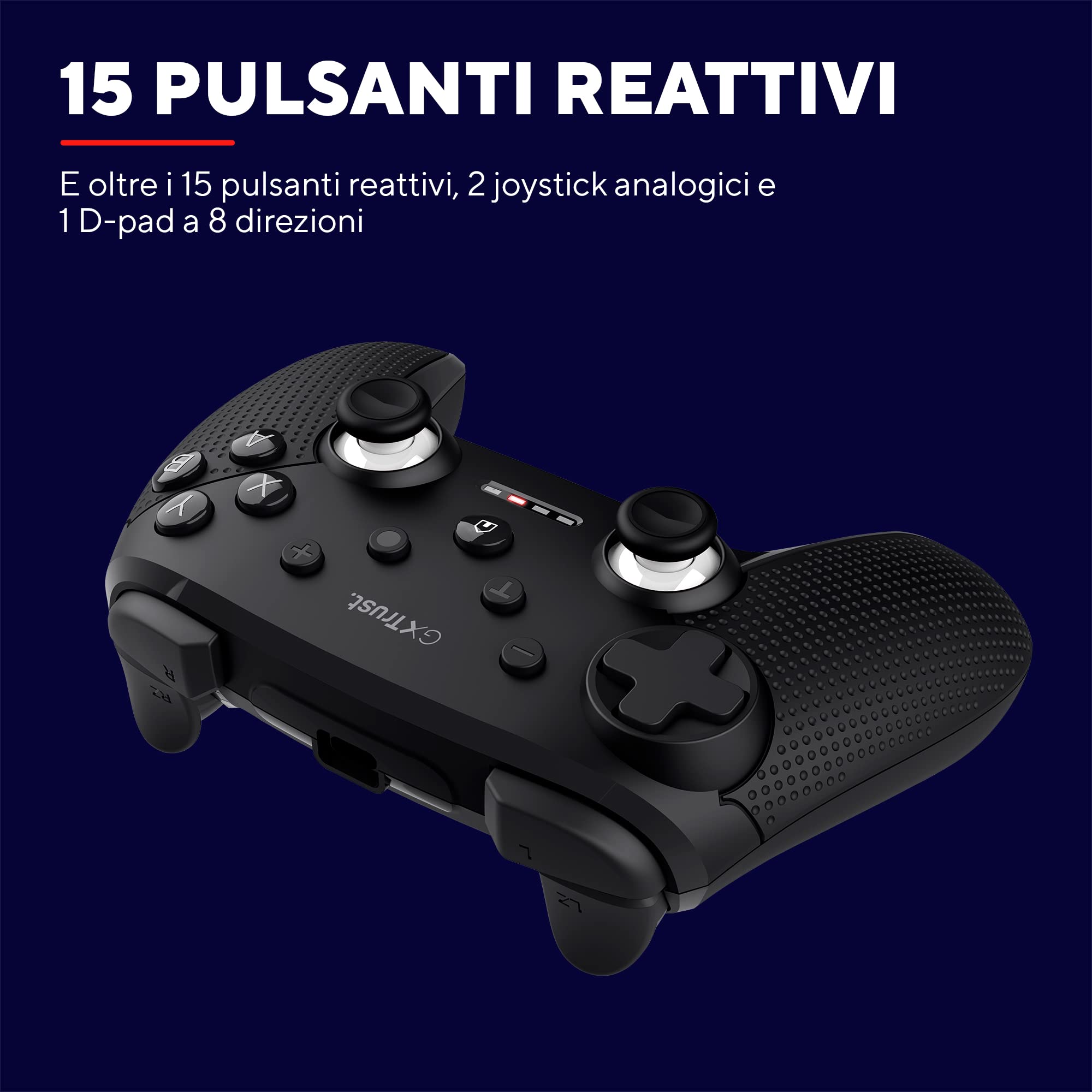 GXTrust Trust Gaming GXT 542 Muta Controller Nintendo Switch & PC Wireless Bluetooth/RF/USB, Design Sostenibile, Batteria Ricaricabile, Gamepad senza Fili per Switch OLED/Lite, Computer, Android, iOS