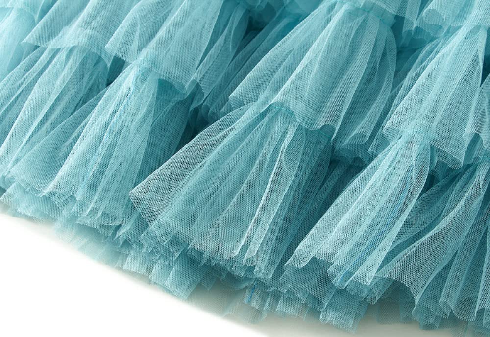 Röcke Damen,Damen Maxirock Blau Elastische Taille Tüll Faltenrock Mode A-Linie Geraffte Layered Flowy Elegant Puffy Cake Lange Röcke Für Mädchen Damen,L