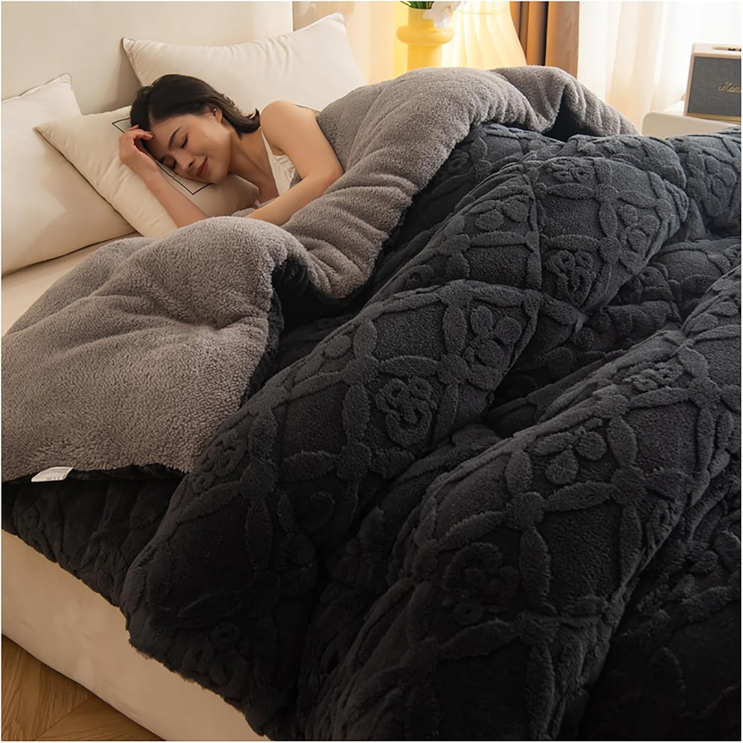 Super Warm Lamb Quilt Winter Blanket, Double-Sided Velvet Quilt Thickened Warm Autumn Spring Plush Comforter Core, Winter Quilt Full Size, sided Quilt for Cold Weather,005,150x200cm(2kg)