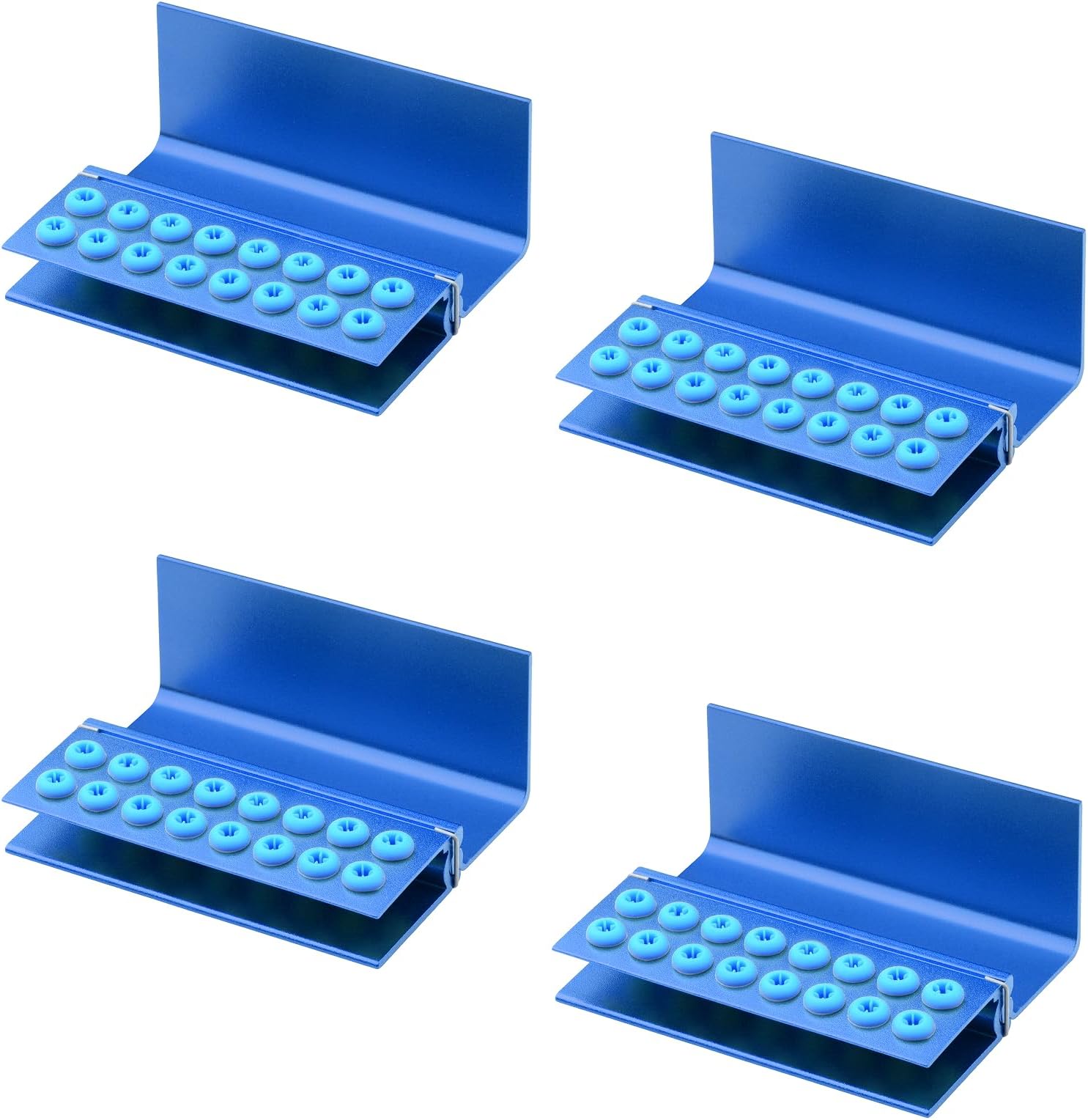 EustomA 16 Holes Burs Holder 4 pcs Block Case High Temperature Sterilizable Autoclavable Burs Holder Box (Blue)