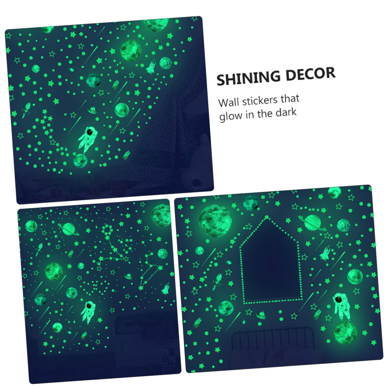 VICASKY 12hojas Pegatinas De Pared Para Decoración Infantil De Estrellas Luna y Para Habitaciones y Efecto