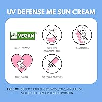Vista 5 de MAKEPREM UVA UVB Defense Me Crema solar calmante VEGAN Protector solar SPF 50+ PA++++ 1.69 fl oz seguro para arrecifes no nano mineral protector