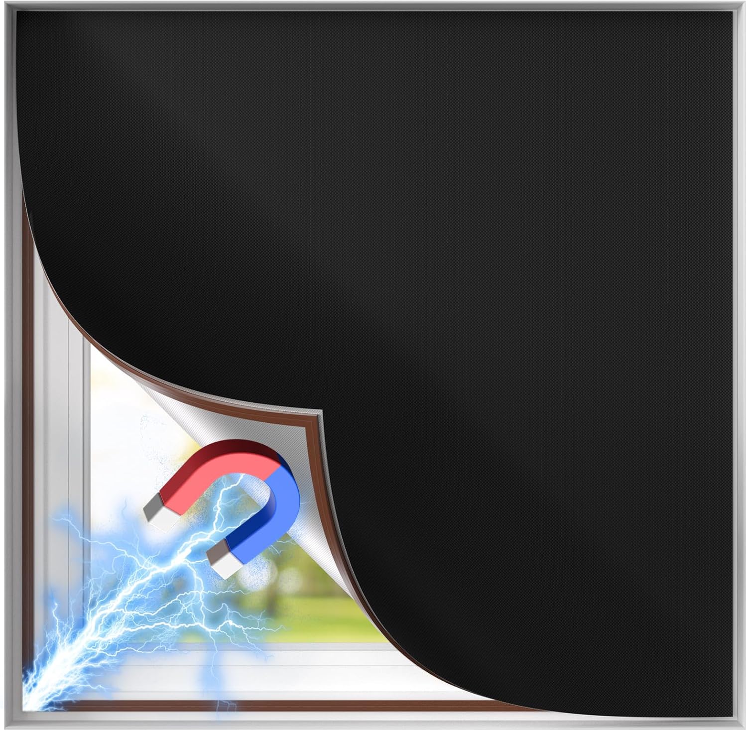 BKSAI Black Out Window Cover Full-Frame Magnetic No Drill Blackout Blinds for Bedroom Window Shades 100% Light Blocker Curtains 39X59” Portable DIY for RV, Nursery, Media Room