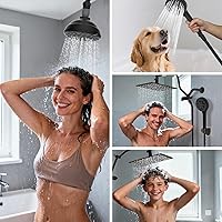 Vista 9 de Hibbent Paquete de 3 válvulas de control de flujo de cabezal de ducha totalmente de metal, válvula de cierre de latón G1/2 con palanca de mango