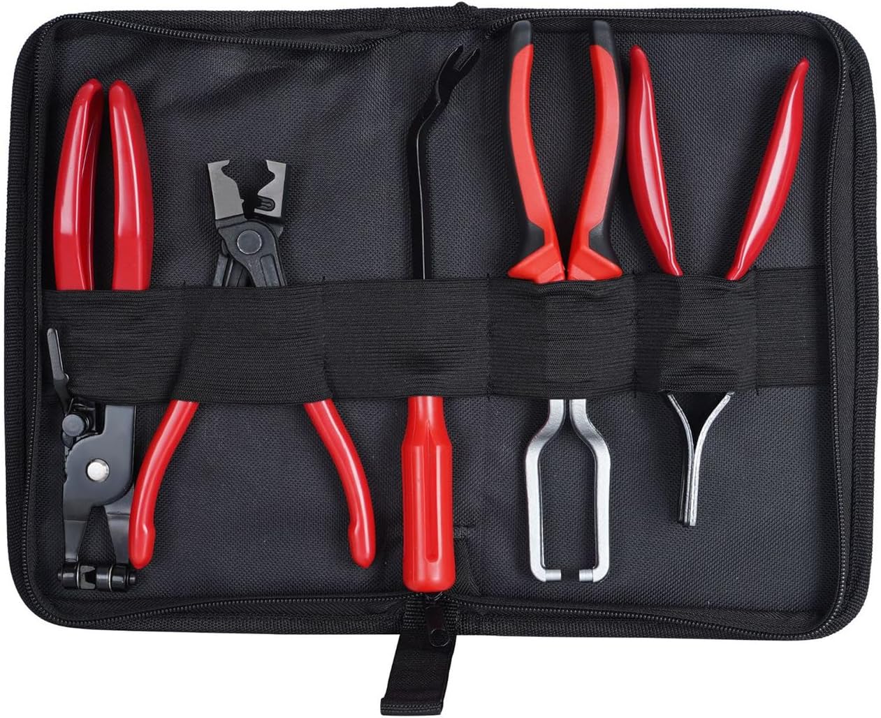 Hose Clamp Pliers Set - Non-Slip Automotive Repair Toolkit, Multi-Angle Coolant Line Grip Tools, Five-Piece Vehicle Service Equipment | Radiator Heater Coolant Handler for Truck Automotive SUV Sedan P