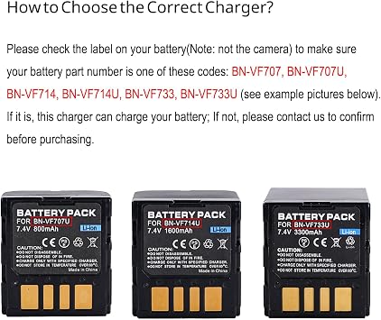 BN-VF707 Battery Charger for JVC BN-VF707U, BN-VF714, BN-VF714U, BN-VF733, BN-VF733U, GR-D29, GR-D239, GR-D240, GR-D244, GR-D245, GR-D246, GR-D247, GR-D250, GR-D253, GR-D270, GR-D271, GR-D275