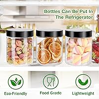 Vista 5 de Mfacoy Paquete de 6 tarros de plástico con tapas, contenedor de almacenamiento transparente de 8 onzas, tarros de plástico a prueba de fugas