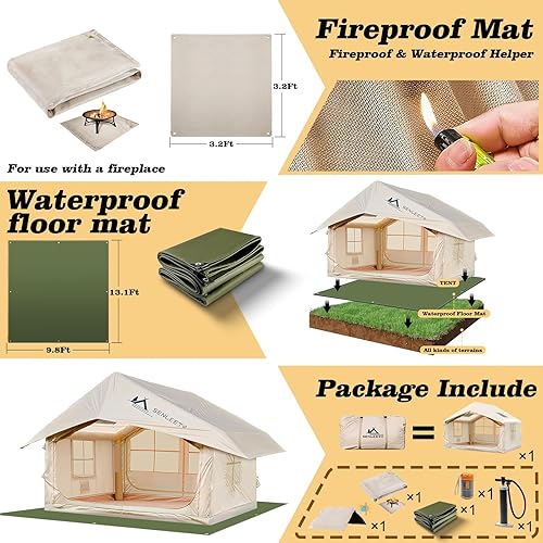 Miniatura 2 de Tiendas inflables para acampar, tienda de campaña inflable grande con bomba de mano, tiendas de campaña de fácil instalación para 4 a 6 personas,