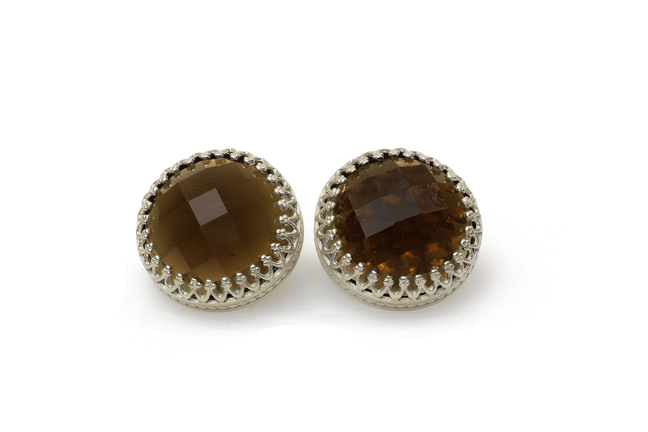 Pendientes de Plata de Ley para Mujeres con Cuarzo Ahumado - Pendientes Colgantes de Plata y Oro para Regalos de Cumpleaños, Boda, Promoción, Aniversario - con Caja de Regalo