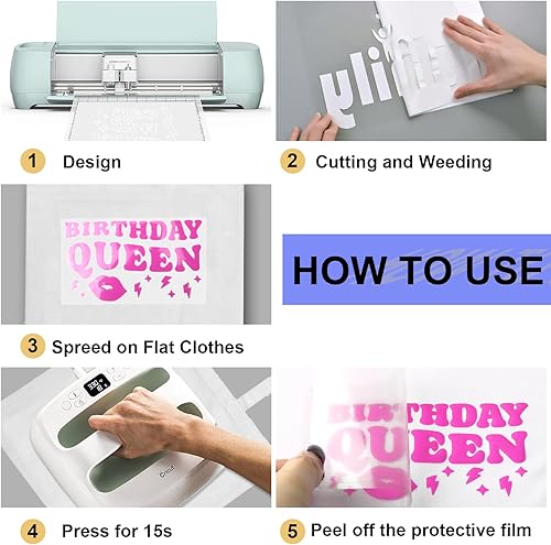 Miniatura 5 de TECKWRAP Puff Vinyl de transferencia de calor 3D  10 x 60 pulgadas, vinilo adhesivo HTV para planchar en todas las máquinas cortadoras, vinilo de