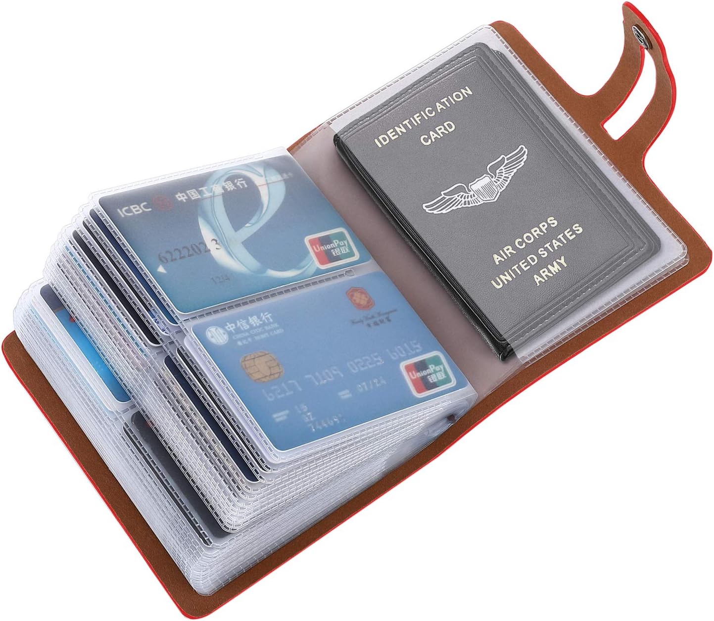 RFID Blocked Leather Credit Card Holder & Business Card Organizer (Red), 60 Card Capacity, Unisex-Adults