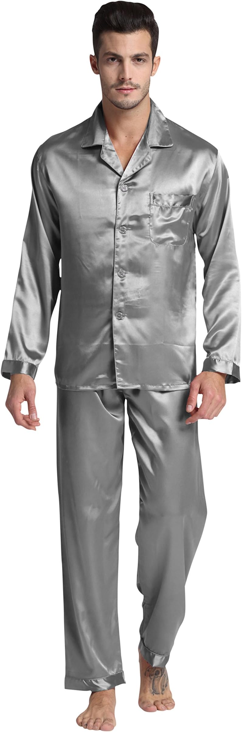 TONY & CANDICE Men's Classic Satin Pajama Set Sleepwear