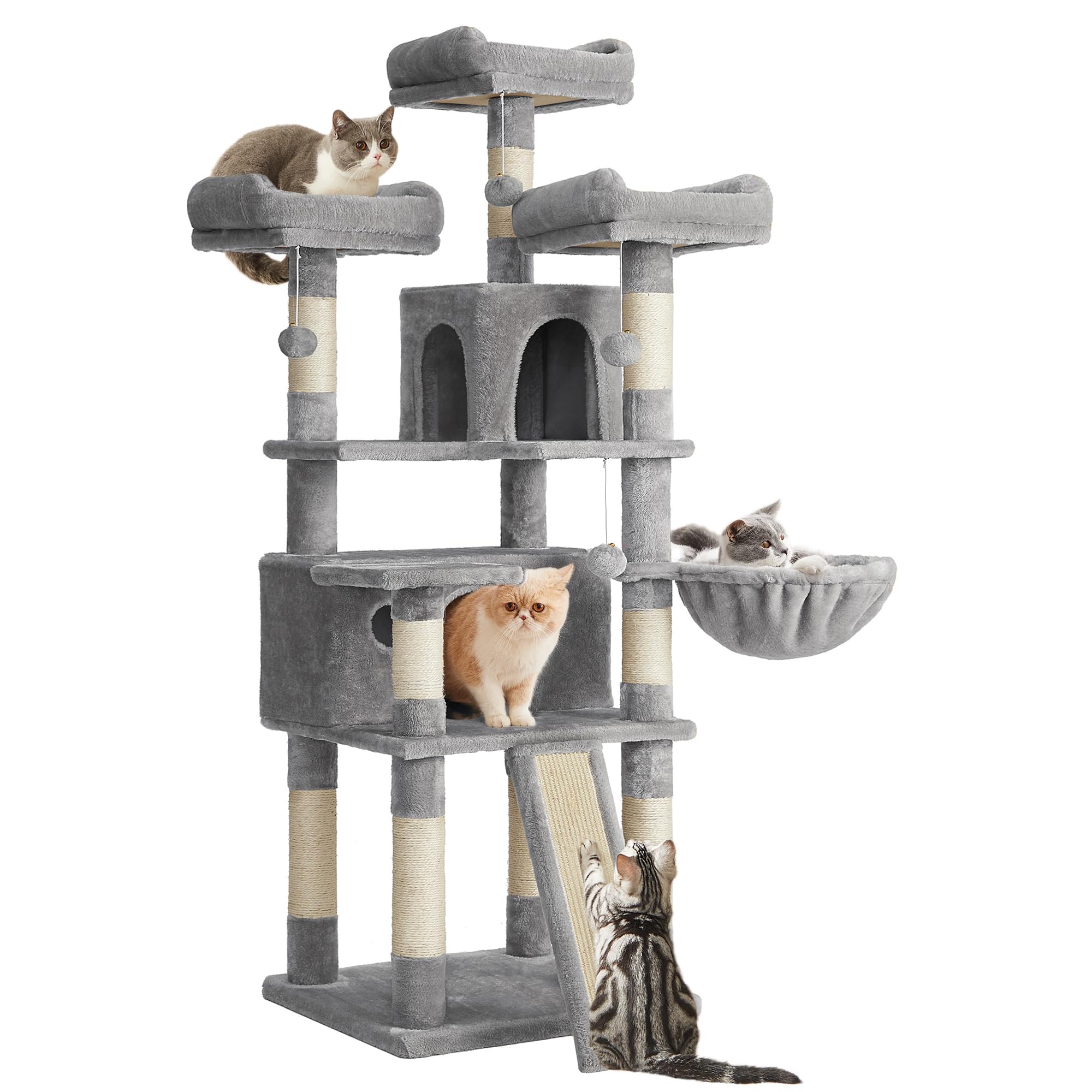 Feandrea Tiragraffi per Gatti, XXL Posatoio, 169 cm, Grigio Chiaro PCT019W01V1