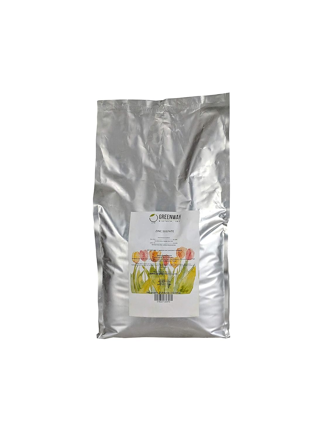 Zinc Sulfate Powder 35.5% Monohydrate Plus 16.5% Sulfur Greenway Biotech Brand (25 Pounds)
