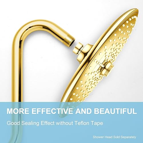 Vista 90 de OFFO Extensión de cabezal de ducha de 12 pulgadas, brazo en forma de S de bronce aceitado con brida, extensión de ducha de cuello de ganso de gran