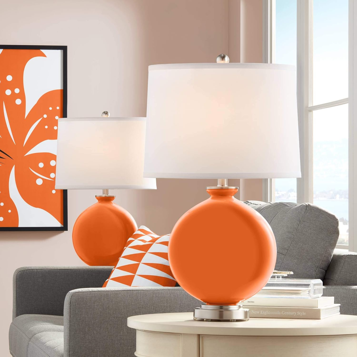 Color + Plus Carrie 26 1/2" Invigorate Orange Table Lamps Set of 2