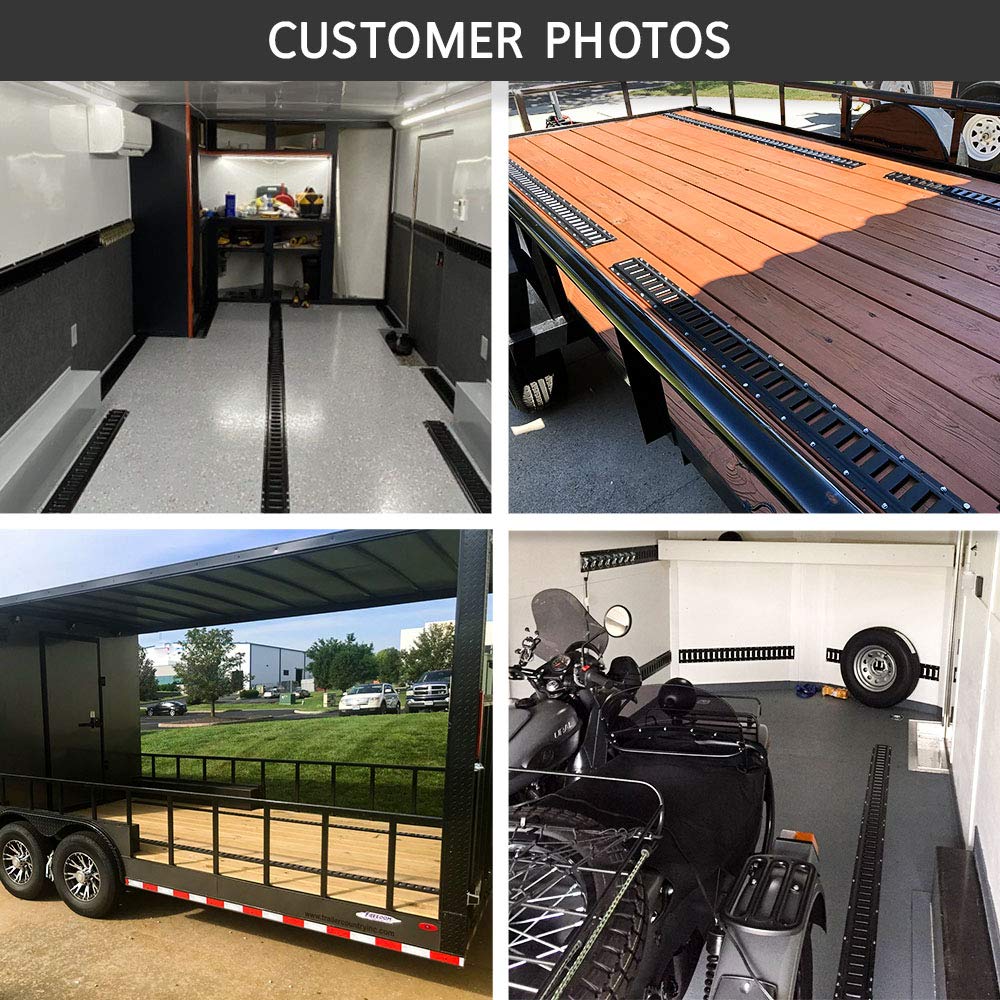 Four 4ft E Track TieDown Rail, Black Powder Coated Steel ETrack