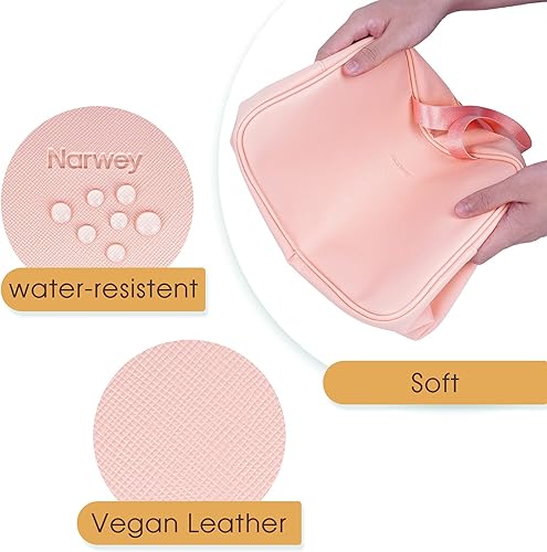 Miniatura 3 de Narwey Neceser de tamaño completo, bolsa de cosméticos grande, bolsa de maquillaje de viaje, organizador para mujeres y niñas, A-Rosa, Bolsa de