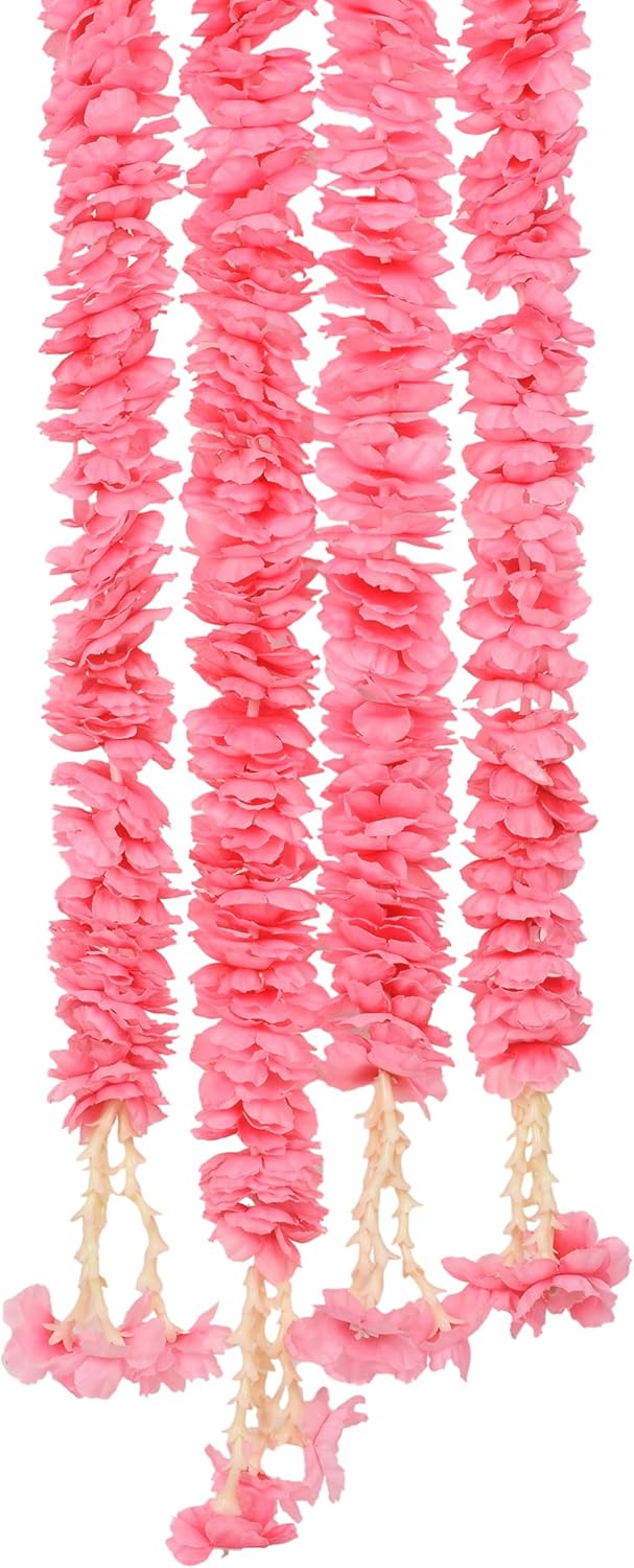 Kalakriti Artificial Flowers Blossom Garland Hangings for Decoration Home Decor Diwali Party Wedding Pooja room-155 cm/ 5 ft Long -Pack of 4 (Light Pink)