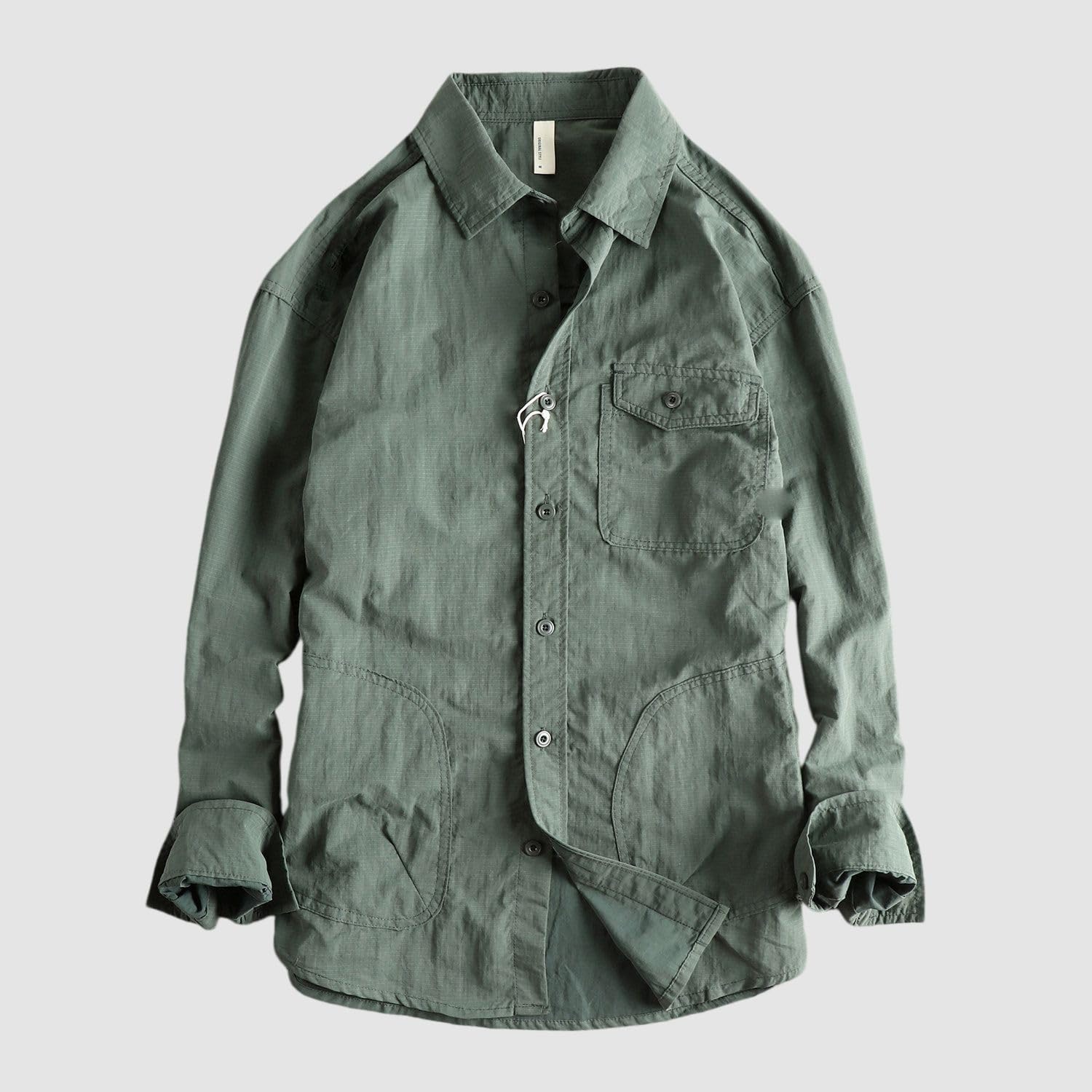 Camicia cargo da uomo a quadretti, a maniche lunghe, vestibilità comoda, con diverse tasche, per l'uso quotidiano