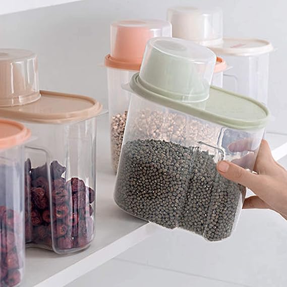 4pcs Cereal Storage Containers Set - Airtight Food Dispensers with Pour Spout & Measuring Cup, Kitchen Pantry Organizers for Cereal, Grains, Pasta, Pet Food (4 PCS 2.2L)