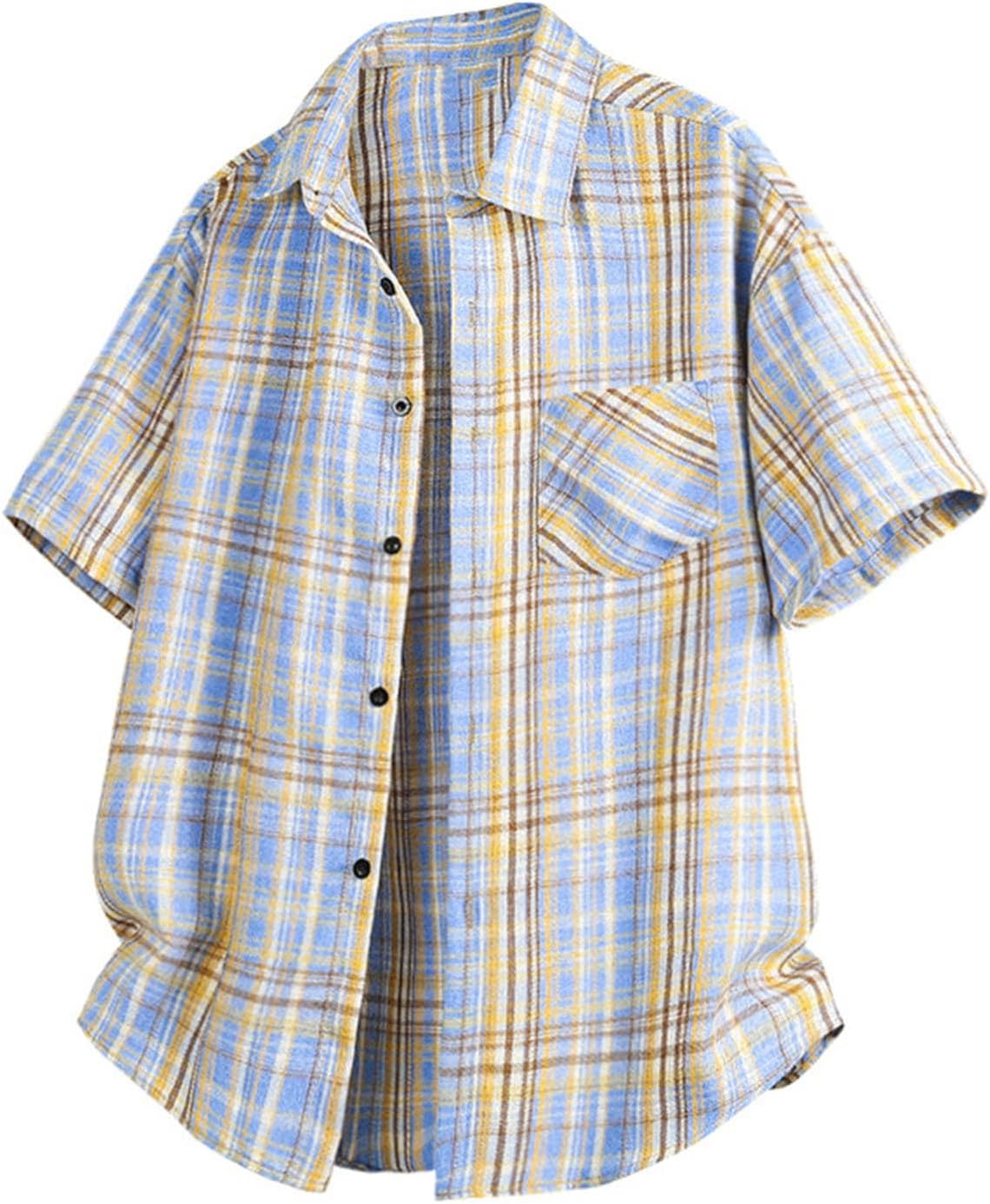 Chemise Harbor Bay Homme 2XL - Bleu à Carreaux - Manches Courtes - Boutonnée - Occasion