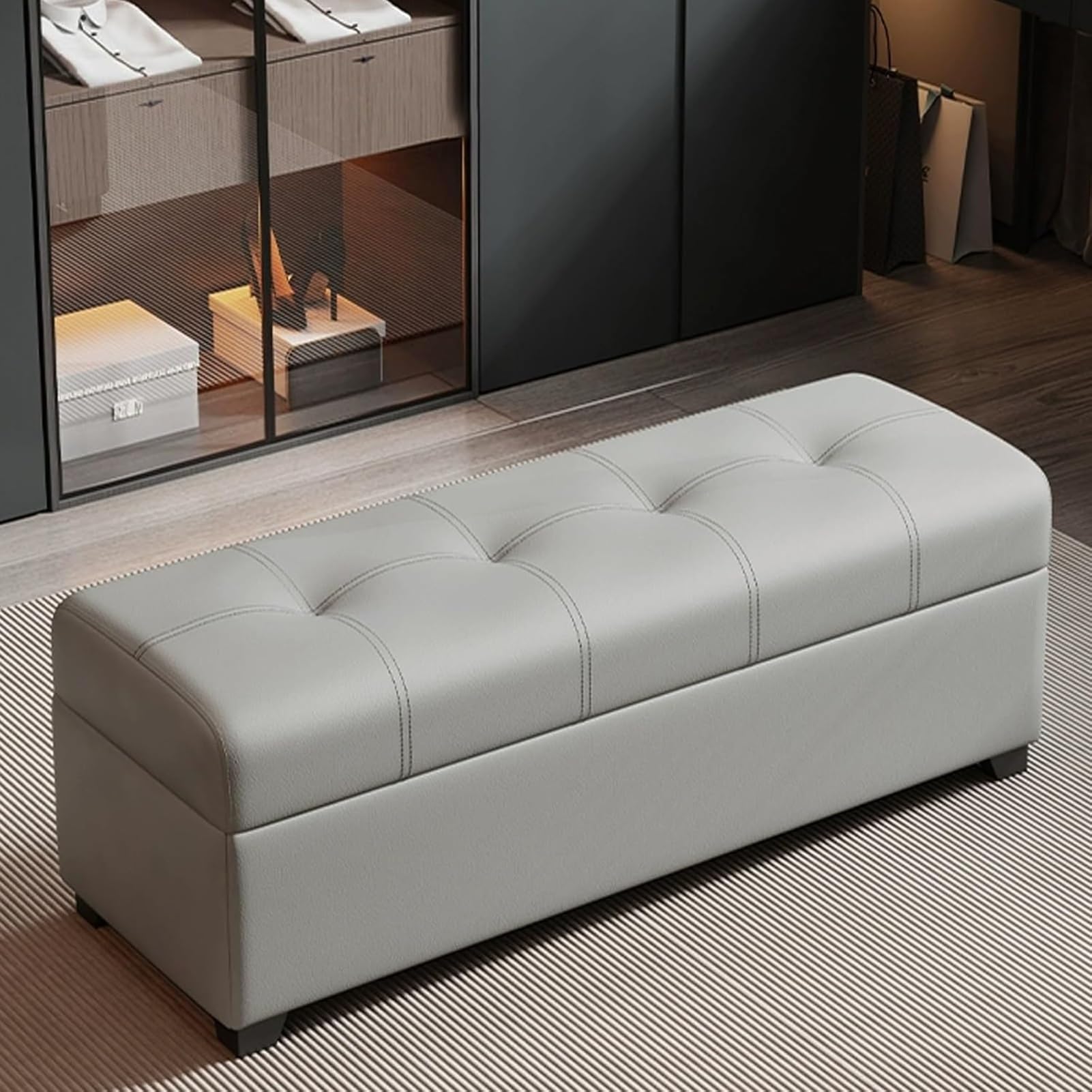 Banc de rangement pour couloir accueillant et tabouret multifonction bleu clair 110 cm
