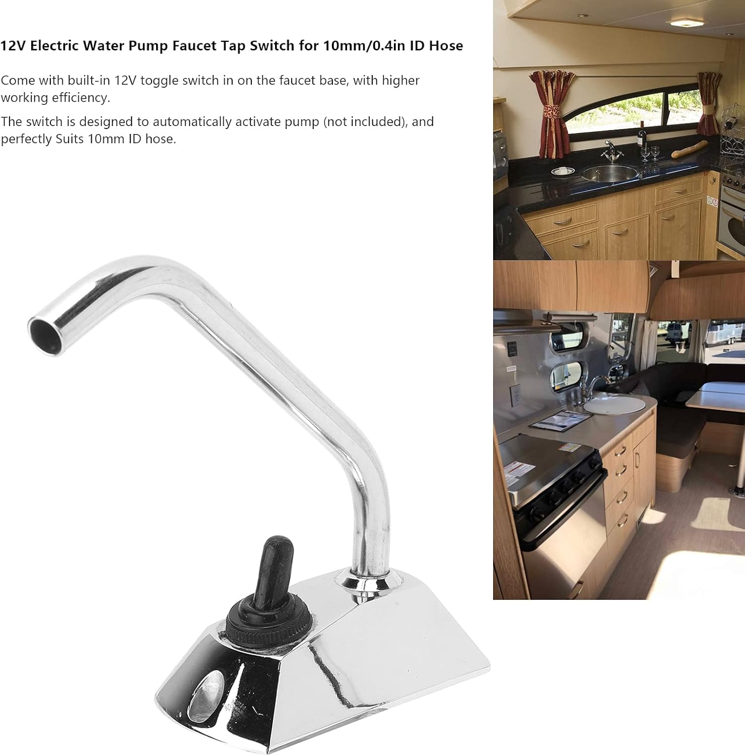 Aramox 12V Pompa Elettrica per Rubinetto dell'Acqua Interruttore per Rubinetto Serbatoio per Pompa per Rubinetto per Tubo ID 10 Mm / 0,4 Pollici di Ricambio per Roulotte RV